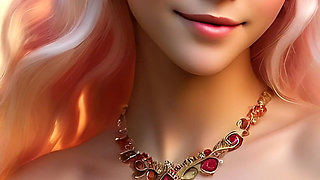 Ai Artistic Nude - Beautiful Woman Holding Geranium with Mulberry- Diamond Jewelry