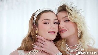 SLAYED Flawless Petite Duo Kenna James And Della Cate Have Intense Lesbian Sex