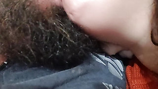 CLOSE UP naughty and horny kiss, with the horny slut with her tongue and wet mouth