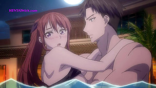 ''Sweaty Bodies, Wet Holes'' After the BBQ Party, Her Wet Pussy Got Fucked in the Pool - Hentai Sex(Eng Sub)