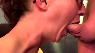 Brunette Babe Gives Deepthroat Blowjob Swallows All