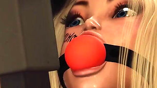 A sexy cuffed young blonde gets fucked hard by a hardcore muscular woman with a strapon