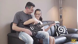 Old4k. teen stunner Tina Walker with small shapes needs old mans attention