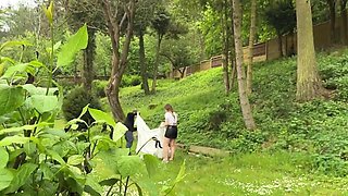 Inked beauty cheating on her man in a very scenic spot
