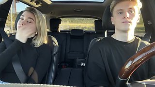 Taxi driver is so cute that horny blondie blows him after the ride