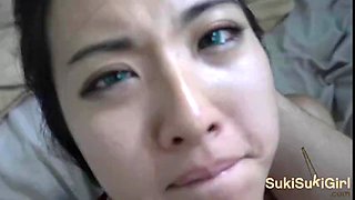 18 yr old Green EYES ASIAN takes Cum ALL OVER her Face!