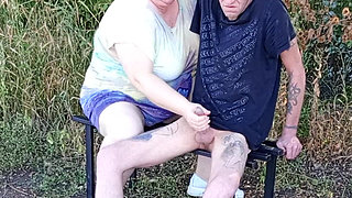 Neighbor Sucks My Dick in the Park on a Bench Until I Cum