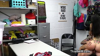 Bitchy inked thief teacher rides knob at the backroom