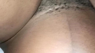 College Ebony Hairy Babe Getting Fucked Raw in Missionery After Home Party