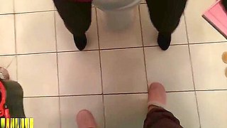 student 18+ and health teacher make love in the toilet