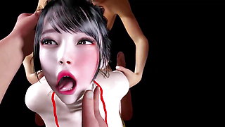 Beauty bigboobs Chinese get threesome with two boss - 3D hentai  v459