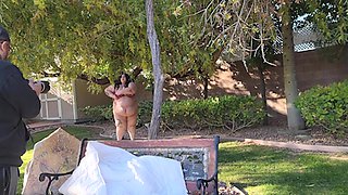 Crystal Blue - Behind The Sizzle - Fat Ass BBW Crystal blue outdoors by the pool in bikini