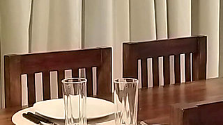 Hot BBW Stepmom, Solo Fans in Slow Motion, in the Dining Room