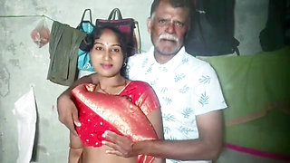 The old man spent the night with the beautiful girl.