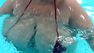 Some Fun in the Pool Wearing My Red Bikini