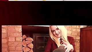 Busty Redhead Student Sucks Teacher's Dick Under Milking Table
