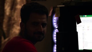 Indian pair celebrating their anniversary inside bedroom