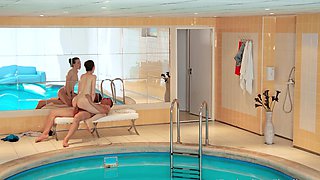 Skinny teen Sunny Honey rides a big cock and gets her pussy licked hard.