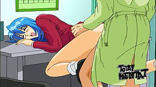 Blue haired hentai nympho gets her hungry pussy pile driven really hard
