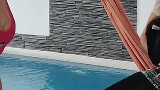 Hot Colombian Gets Touched by Neighbor and Ends up Fucked in the Pool