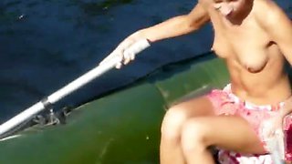 Amateur american Natasha in the boat