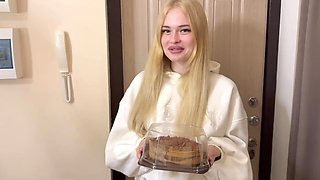 Slim Busty Blonde Accidentally Came In Her Neighbor's Flat & Saw Him Naked. Look What Happened Next