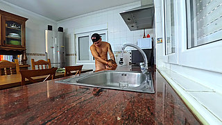 Horny girlfriend makes the switch from fucking for dinner sex in the kitchen