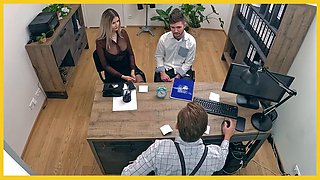 LOAN4K. Family couple came to get a loan and wife decided to fuck with a manager right there