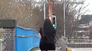 Hot British Babe Flashes Her Fat Pussy in Public for UK Flashers
