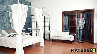 MATURE4K. Mature kinky lady cheated on her husband with a gardener and had wild sex