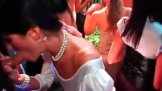 DRUNKSEXORGY - Horny brunette bride eats a big cock in public