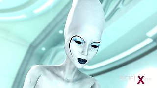 Shemale Alien fucks bald harlot takes hammer in ass after blowjob - SciFi-X