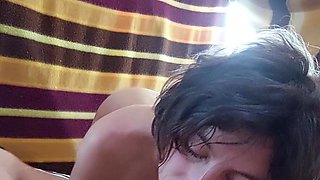 Hot POV homemade blowjob with brunette girlfriend