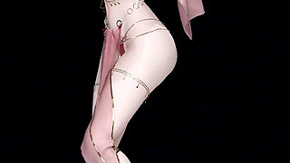[MMD] Excuse me ancient style belly pocket bunny girl black silk big ass Korean dance erotic lingerie obscene striptease