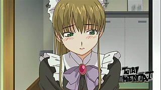 Green eyed hentai maid is caught masturbating her own pussy