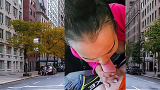 Thai MILF big cock car blowjob in public