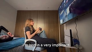 Best Friend Eats My Pussy Rough While I Game - Lesbian Fingering & Orgasm