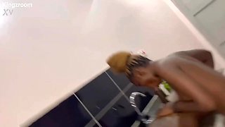 Busty Ebony chick fucked in the kitchen in African sex movie - Big black ass