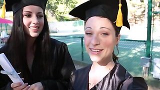 Graduation. Sexy hot babe bestfriends plays each others pussy