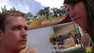 Hot skinny girl with small tits meets a stranger and has a wild outdoor sex