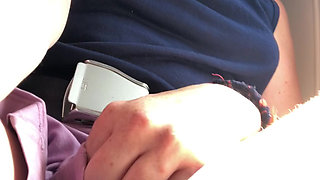 Mid flight fingering of my pierced clit and playing with my beautiful bush