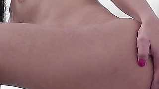 Skinny Brunette Sucking and Fucking in the Gloryhole!