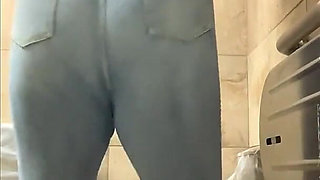Curvy Brunette Going to the Toilet Four Times
