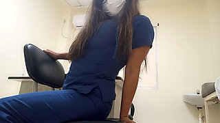 Exclusive!! the Hot Nurse Masturbates in the Office at Work, This Slut Is Unique
