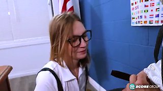 Blonde Schoolgirl Claire Takes Teacher Donnie's Hard Cock in Her Ass