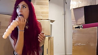 Sex Machine fucks Deep Throat with Huge Dildo Teen Cat Girl, Sucking sex toy Hardcore Fetish Blowjob