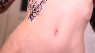 Glamour babe with big boobs masturbates in lingerie