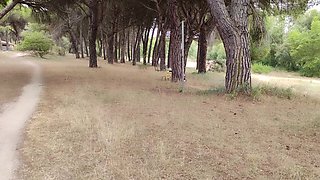 Naked MILF Watcher Outdoors Woman Masturbate in Nature Big Booty Exhib Girl Show Tits and Cunt
