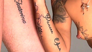 Tattooed Girl Gets Anal Creampie and Sucks Dick After