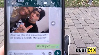 Debt4k. debt collector tracks down Sexy Bride and they have affair